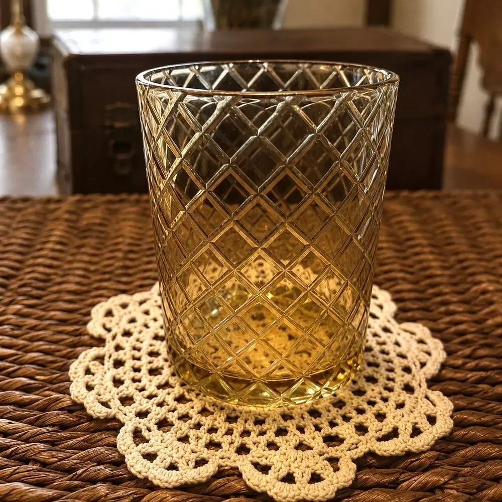 Amber Glass With Diamond Pattern